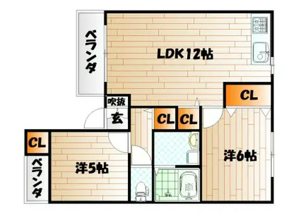 プロヴァンス赤坂(2LDK/2階)の間取り写真