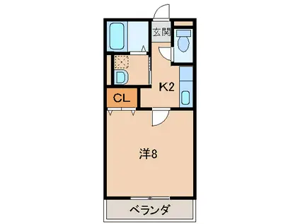 ＪＲ和歌山線 名手駅 徒歩9分 2階建 築25年(1K/1階)の間取り写真