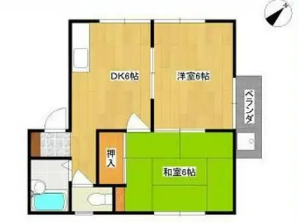 コーポ清和(2DK/2階)の間取り写真