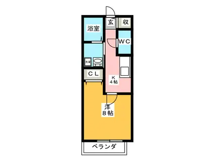 アークスクエアI(1K/1階)の間取り写真