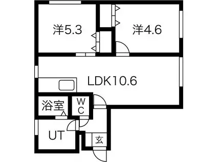 グッドフィールド栄通21(2LDK/1階)の間取り写真