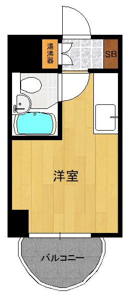 チサンマンション第2天神(ワンルーム/9階)の間取り写真