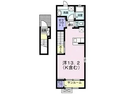 ＪＲ東海道本線 静岡駅 バス乗車時間：18分 最寄りバス停で下車 徒歩5分 2階建 築3年(1K/2階)の間取り写真