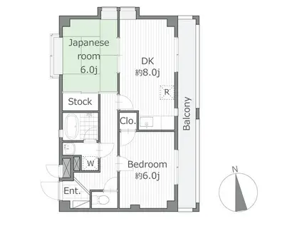 シルバーストーン荏田南(2DK/2階)の間取り写真