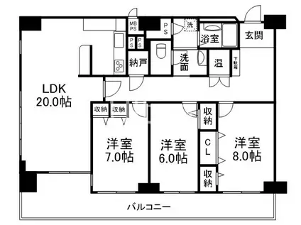四条高倉スカイハイツ(2LDK/9階)の間取り写真