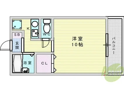 江坂第一下伊マンション(1K/5階)の間取り写真