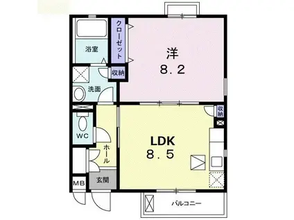 ニューナカノ(1LDK/1階)の間取り写真