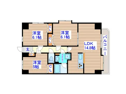 HOKULEA SENDAI(3LDK/9階)の間取り写真