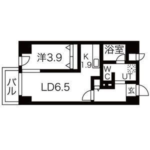 LEE東札幌A(1LDK/1階)の間取り写真