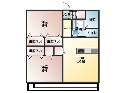 クリントブロン2(2LDK/1階)の間取り写真