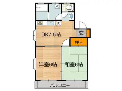 ヌーベルマンション帯山の杜 壱番館(2DK/2階)の間取り写真