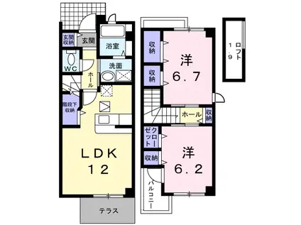 ヴェネット小松原I(2LDK/1階)の間取り写真
