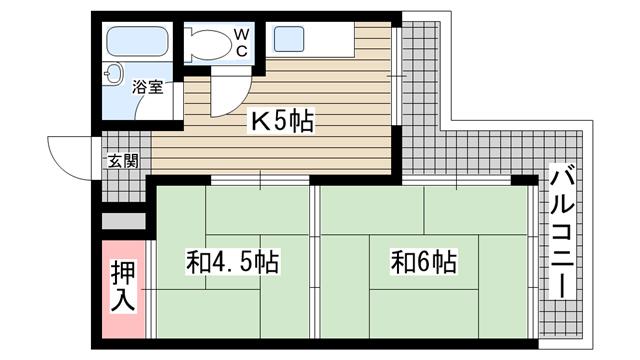 サンハイツ中西(2K/3階)の間取り写真