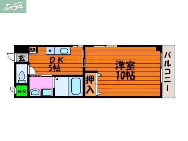 コザックス(1DK/5階)の間取り写真