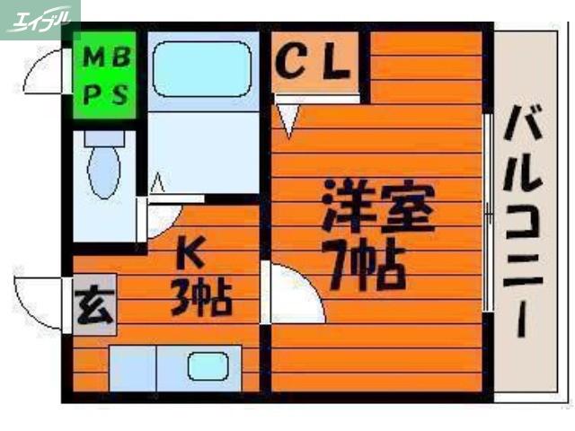 CASANUAGE(1K/3階)の間取り写真
