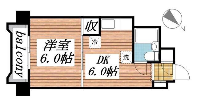 チサンマンション第二仙台(1DK/10階)の間取り写真
