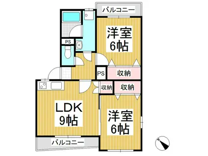 ガーデン・ハイム樗3番館(2LDK/4階)の間取り写真