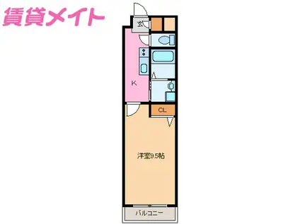 セントラルコート(1K/3階)の間取り写真