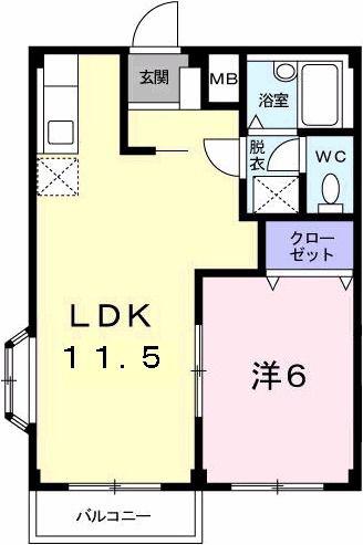 フランボワーズG(1LDK/2階)の間取り写真