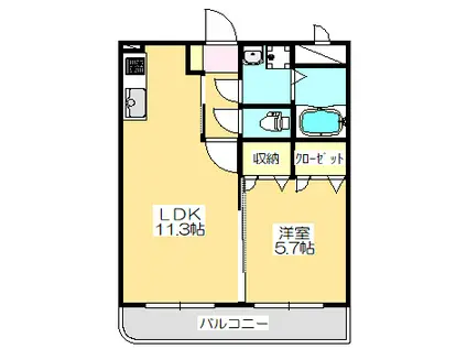 マリベールはやしまち(1LDK/2階)の間取り写真