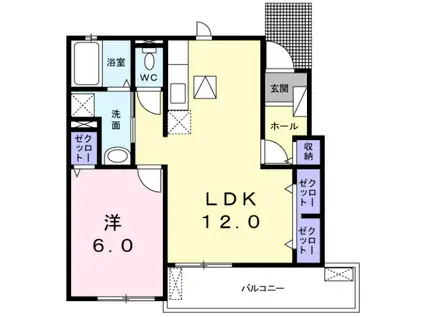 ラ・ルーチェ(1LDK/1階)の間取り写真
