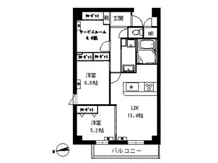 デラーノ(2SLDK/1階)の間取り写真