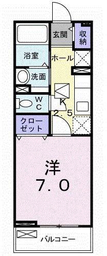 イーブンベルクA(1K/2階)の間取り写真