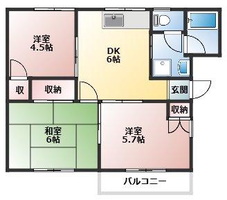 グリーンハイツ萩原B(3DK/1階)の間取り写真