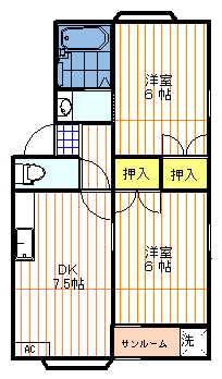 サンクローバー(2DK/2階)の間取り写真