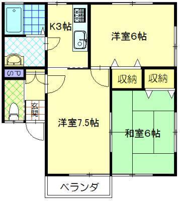 ベルマティアルファ(3K/2階)の間取り写真