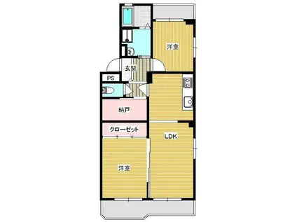 ピースII(2SLDK/2階)の間取り写真