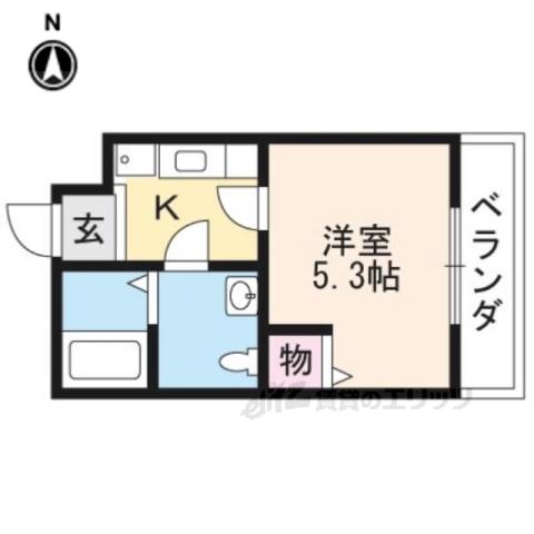 アパートメント二条城(1K/3階)の間取り写真