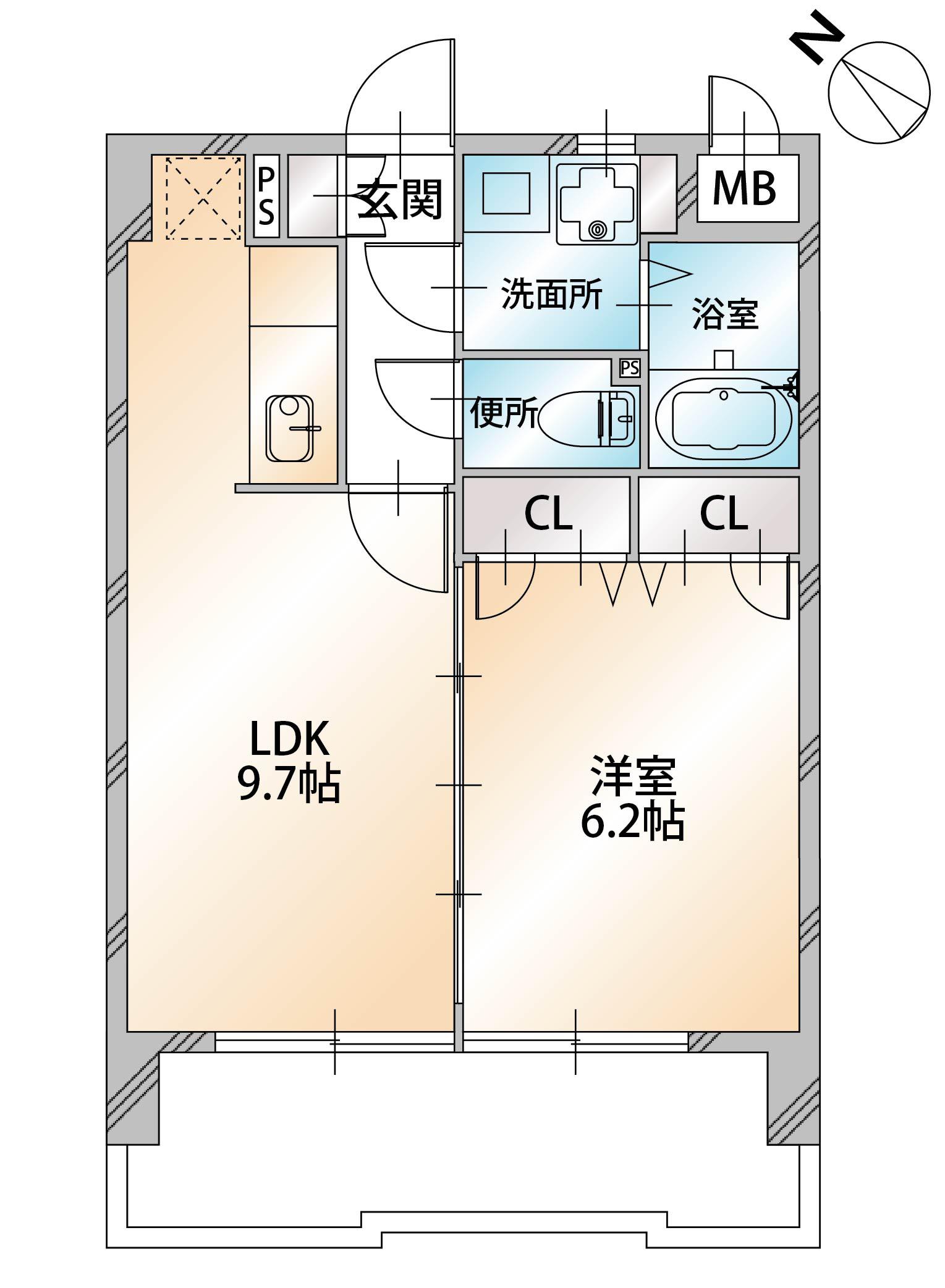 ライフステーション柚須(1LDK/3階)の間取り写真