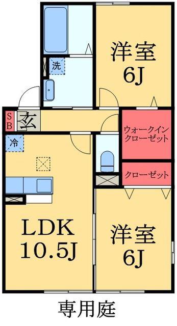 アヴァンセ八幡A(2LDK/1階)の間取り写真