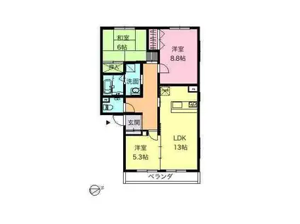 メゾン・アベニール(3LDK/1階)の間取り写真