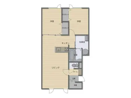 リュミエールB棟(2LDK/2階)の間取り写真