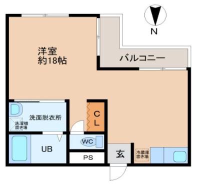 白国弘友ハイツ(ワンルーム/2階)の間取り写真