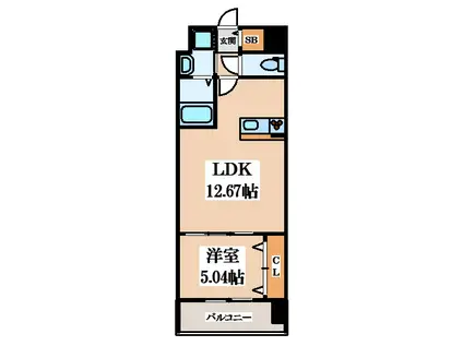 グランパセオサウス(1LDK/8階)の間取り写真