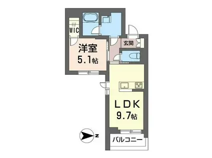 カーサ多摩川(1LDK/4階)の間取り写真