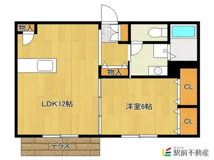 ジャッドスティ  A棟(1LDK/1階)の間取り写真