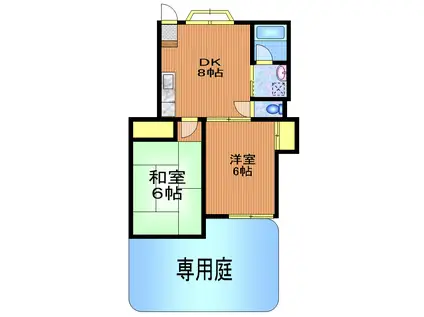 コーポチェリー(2DK/1階)の間取り写真