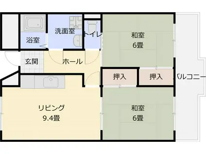 ルネ・アルマーニ(2LDK/1階)の間取り写真