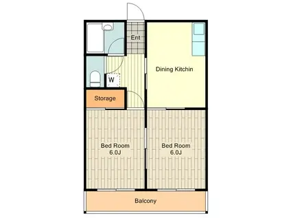 ホーエイハイム(2DK/2階)の間取り写真