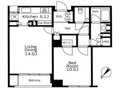 ハイレーゼ六本木三河台(1LDK/3階)の間取り写真