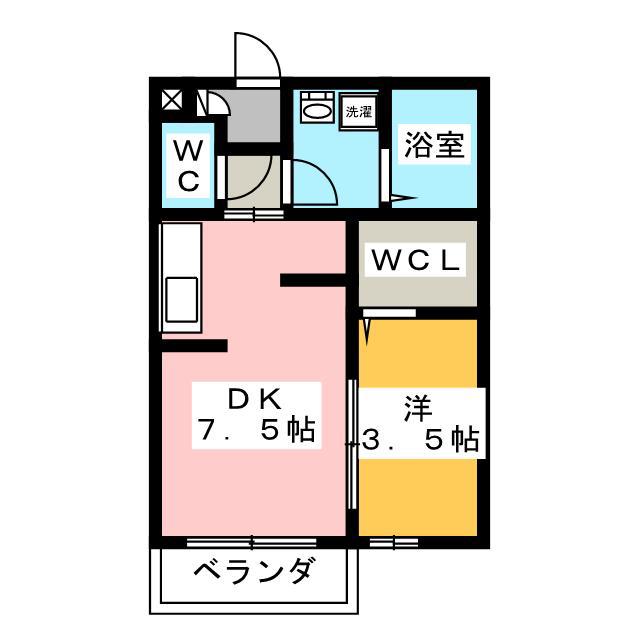 エスプワール城之内(1DK/2階)の間取り写真