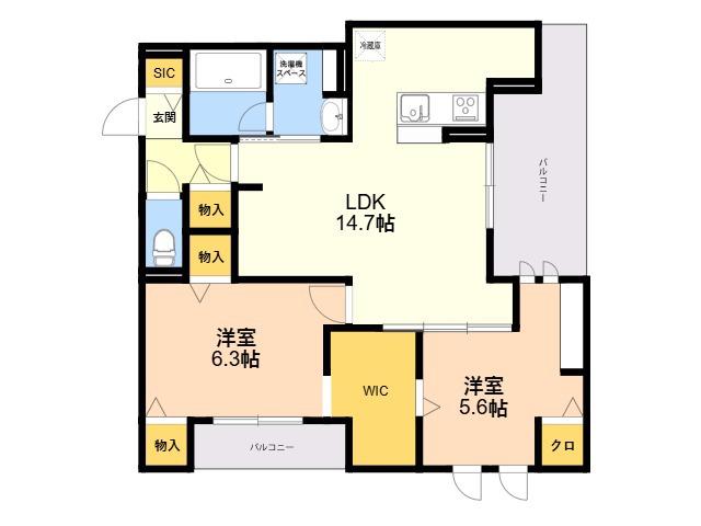 GRANDVALLEY 博多(2LDK/2階)の間取り写真