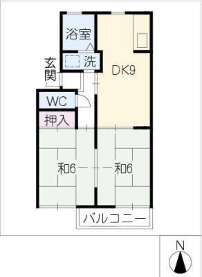 サンライズ庄南(2DK/2階)の間取り写真