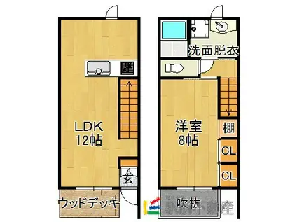 レガロ上津(1LDK/1階)の間取り写真
