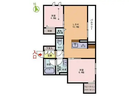 エクラアリスティオ(2LDK/2階)の間取り写真