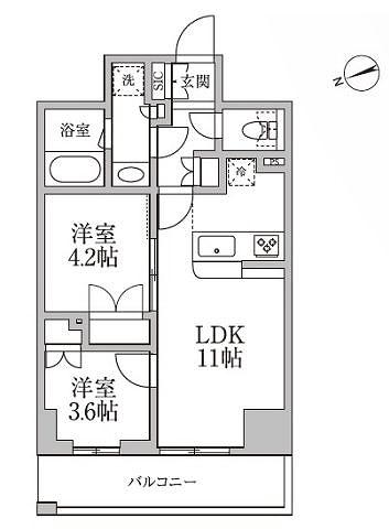 RESIDIA新御徒町II(2LDK/9階)の間取り写真